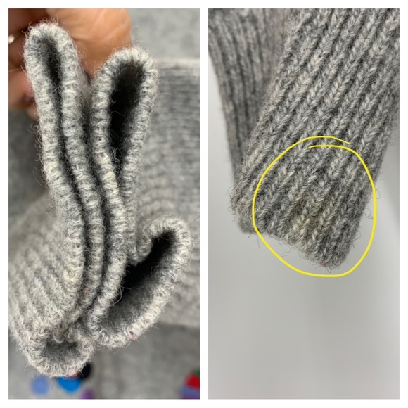 Joye + Fun Vintage 90’s Raised Embroidered People Wool Gray Mock Neck Sweater - Picture 13 of 16